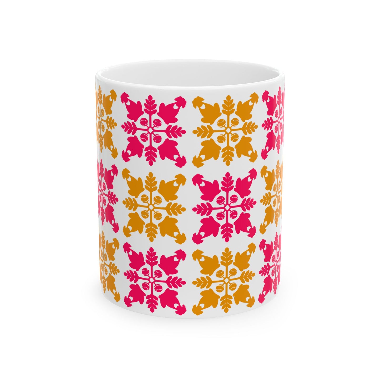Heart and Fern Coffee Mug – Modern Hawaiian Quilt Design