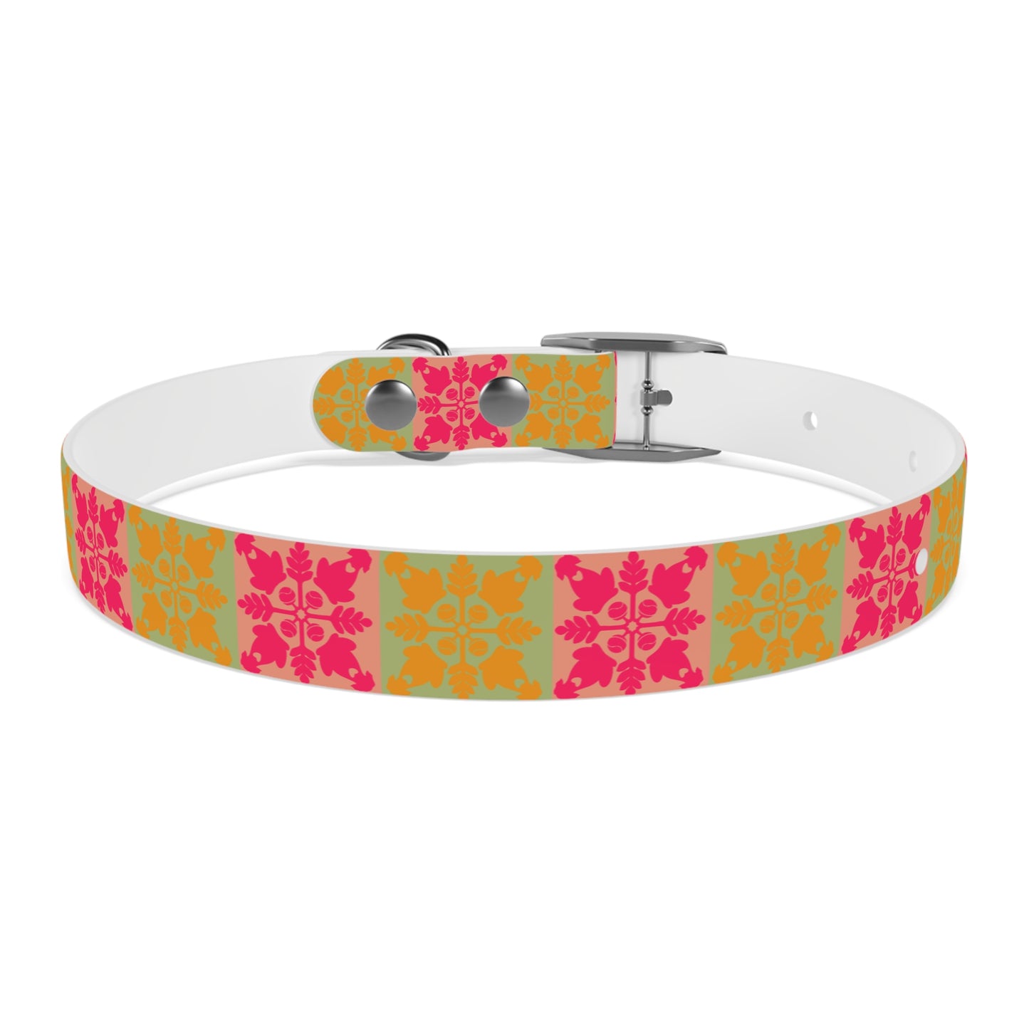 Heart and Fern Dog Collar – Modern Hawaiian Quilt Design