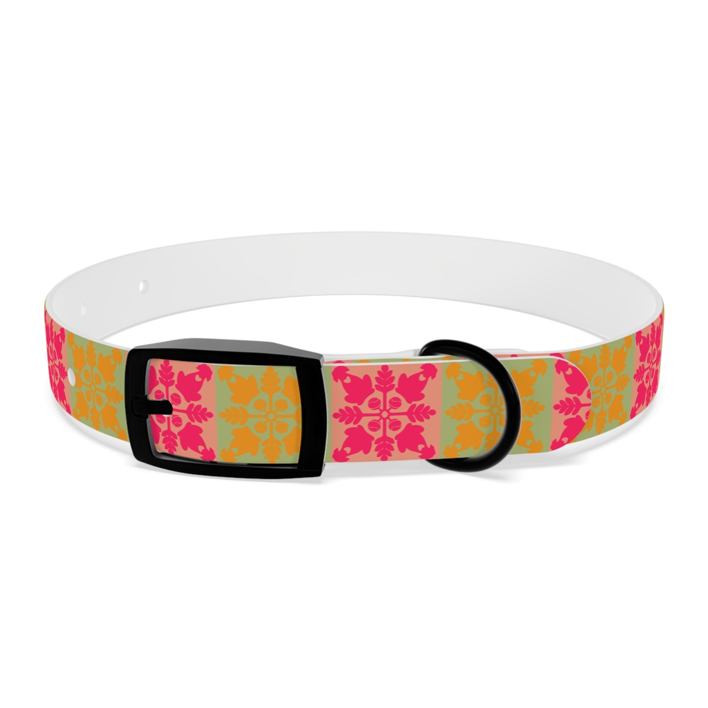 Heart and Fern Dog Collar – Modern Hawaiian Quilt Design