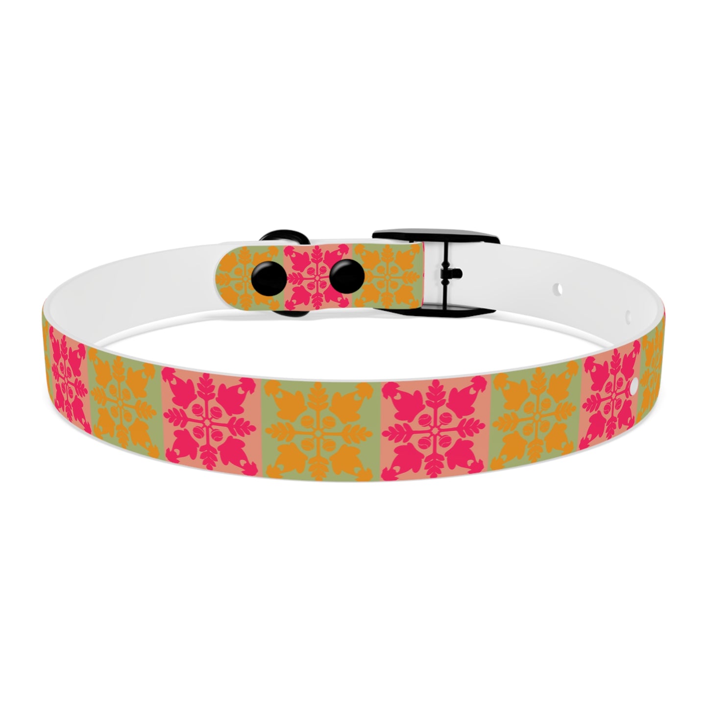 Heart and Fern Dog Collar – Modern Hawaiian Quilt Design