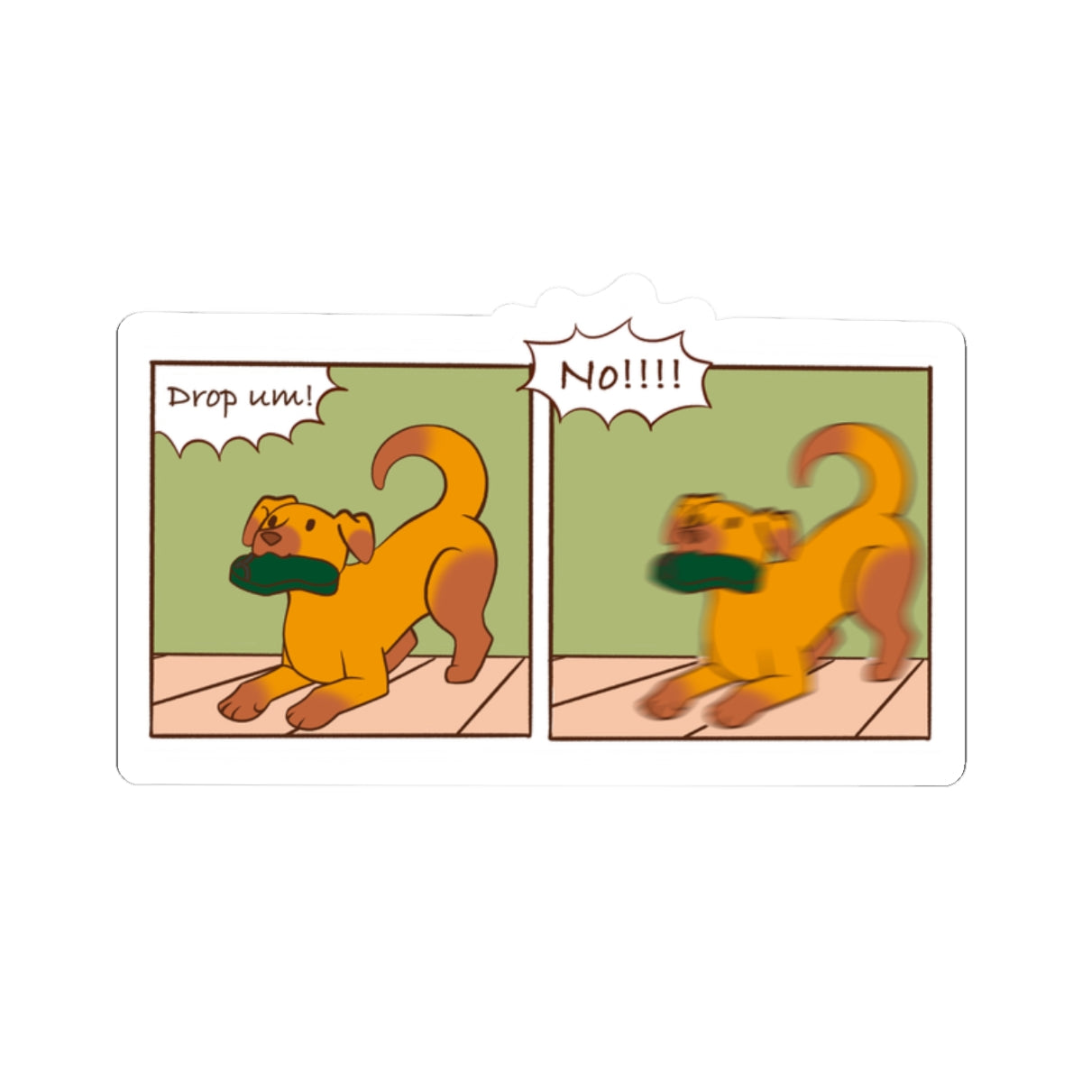 Slippah Thief - 2 Panel Dog Sticker Comic