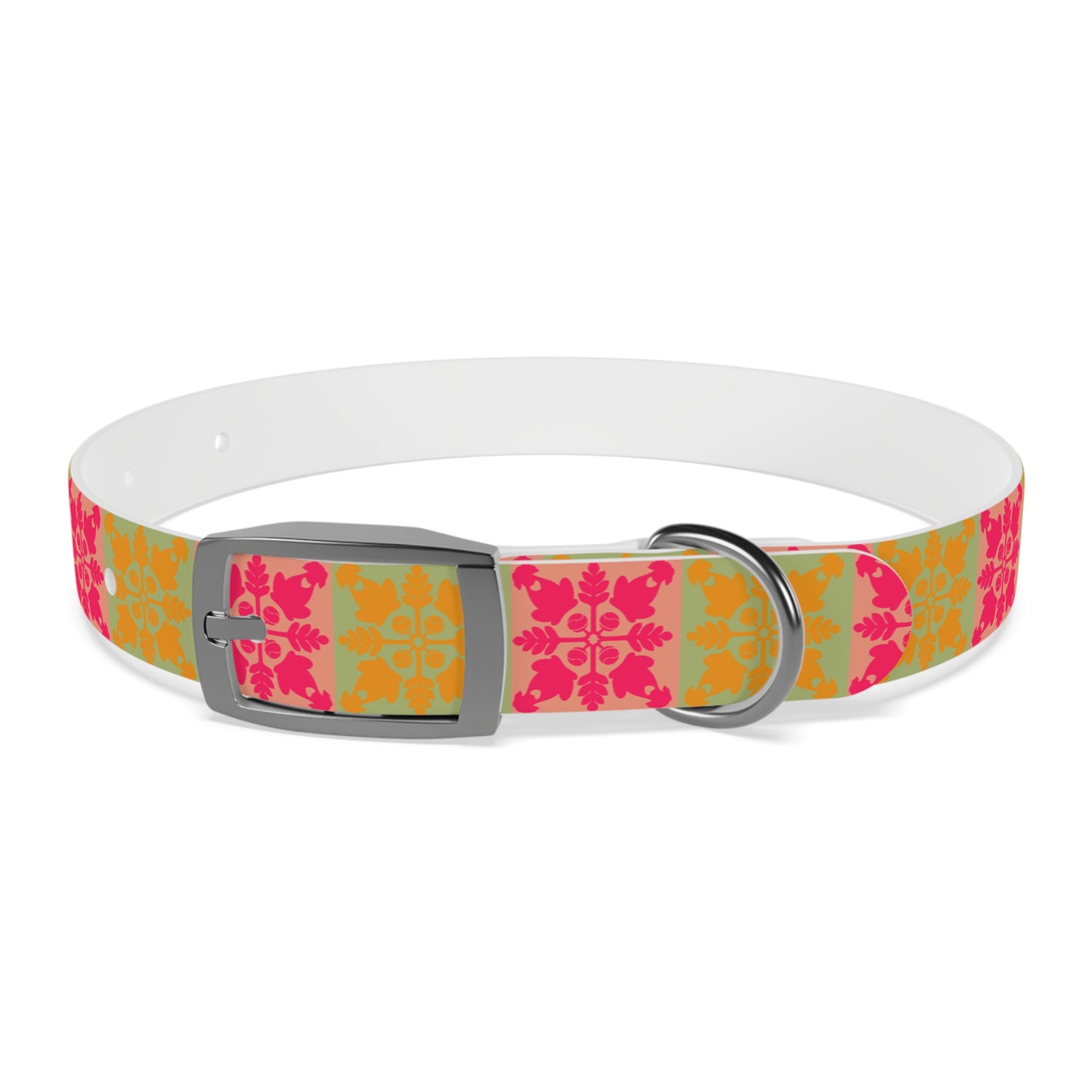 Heart and Fern Dog Collar – Modern Hawaiian Quilt Design