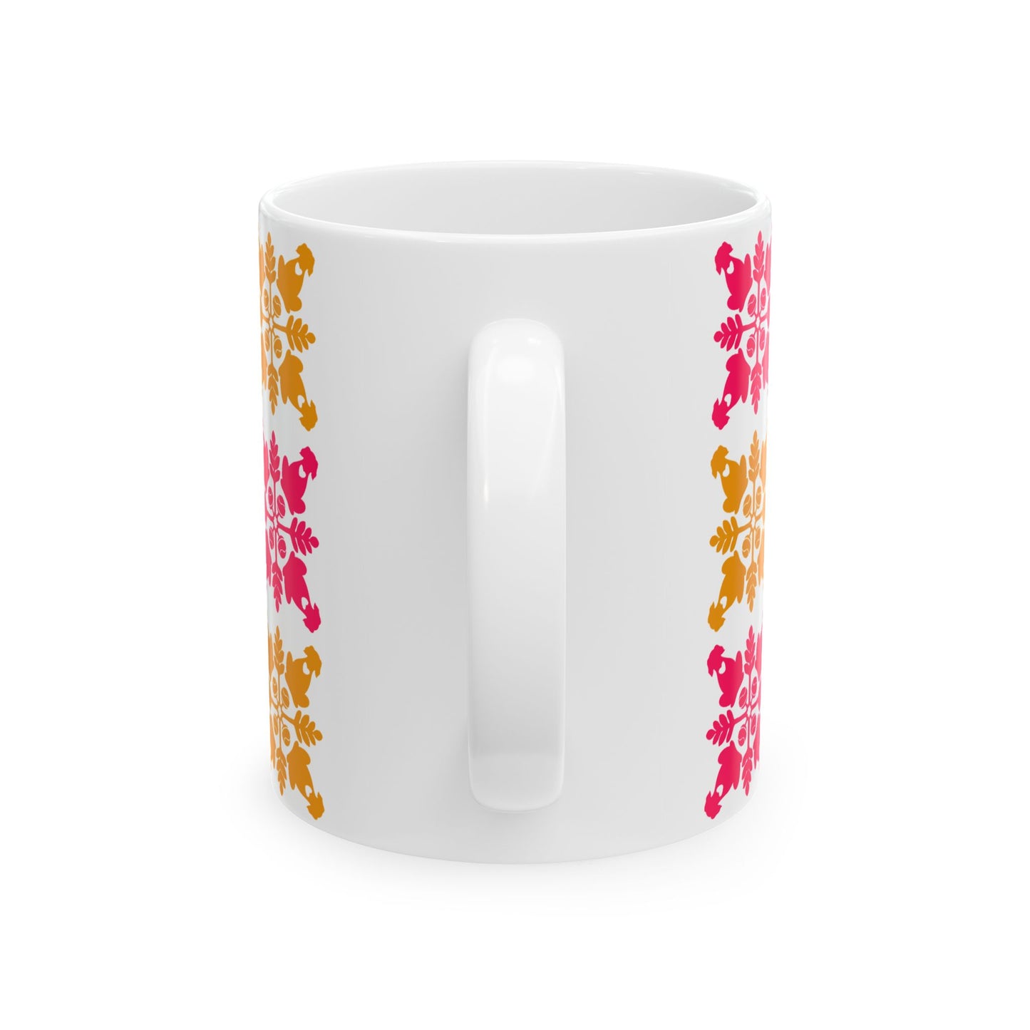 Heart and Fern Coffee Mug – Modern Hawaiian Quilt Design