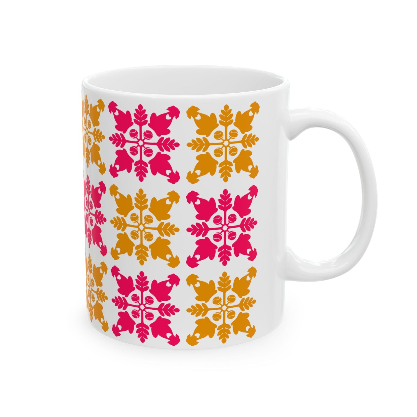 Heart and Fern Coffee Mug – Modern Hawaiian Quilt Design