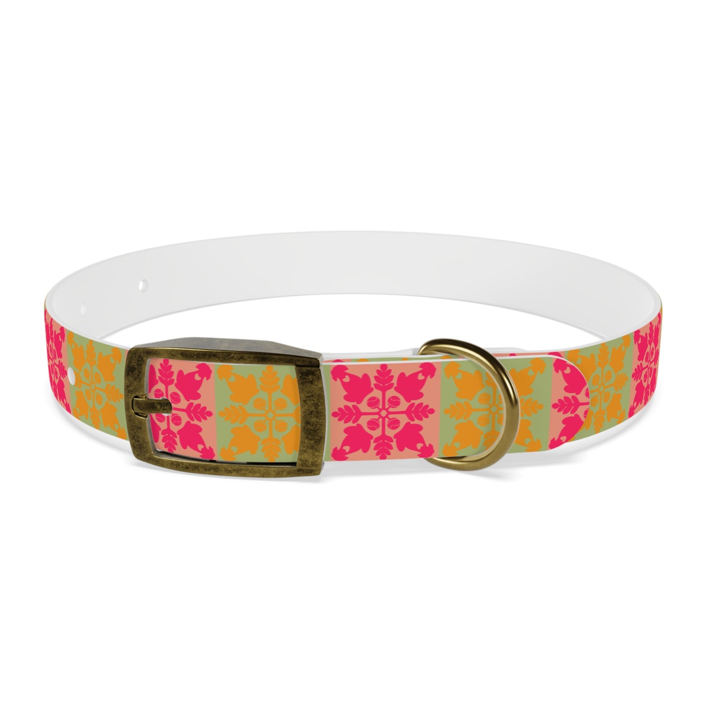 Heart and Fern Dog Collar – Modern Hawaiian Quilt Design