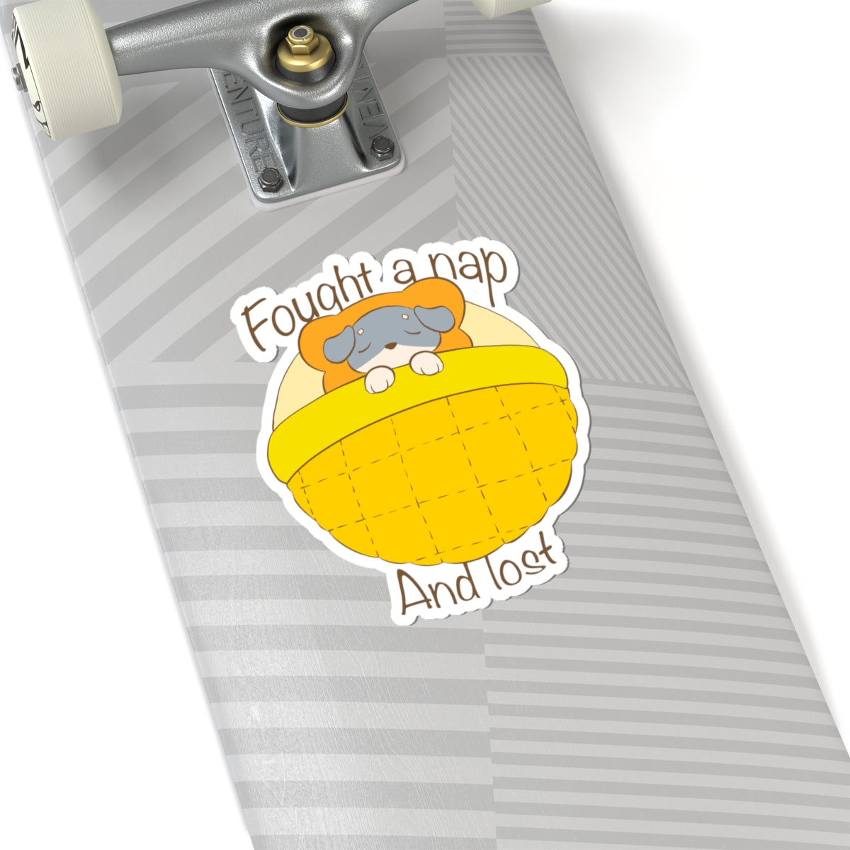 Fought A Nap And Lost - Yellow Dog Bed Sticker