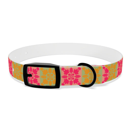 Heart and Fern Dog Collar – Modern Hawaiian Quilt Design