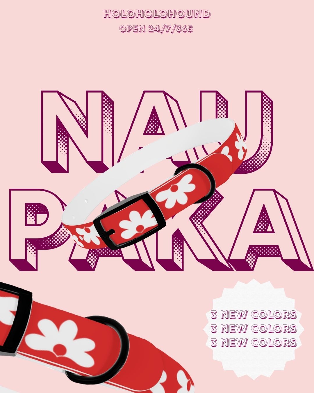 Naupaka Dog Collar - Red