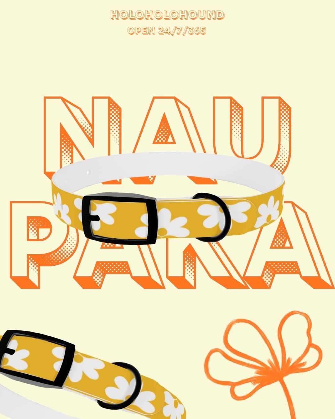 Naupaka Dog Collar - Yellow